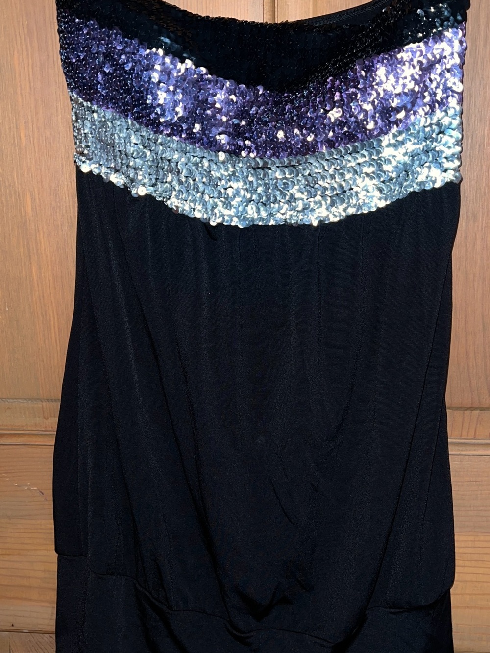 Black Strapless Tunic with Purple and Silver Sequin Band